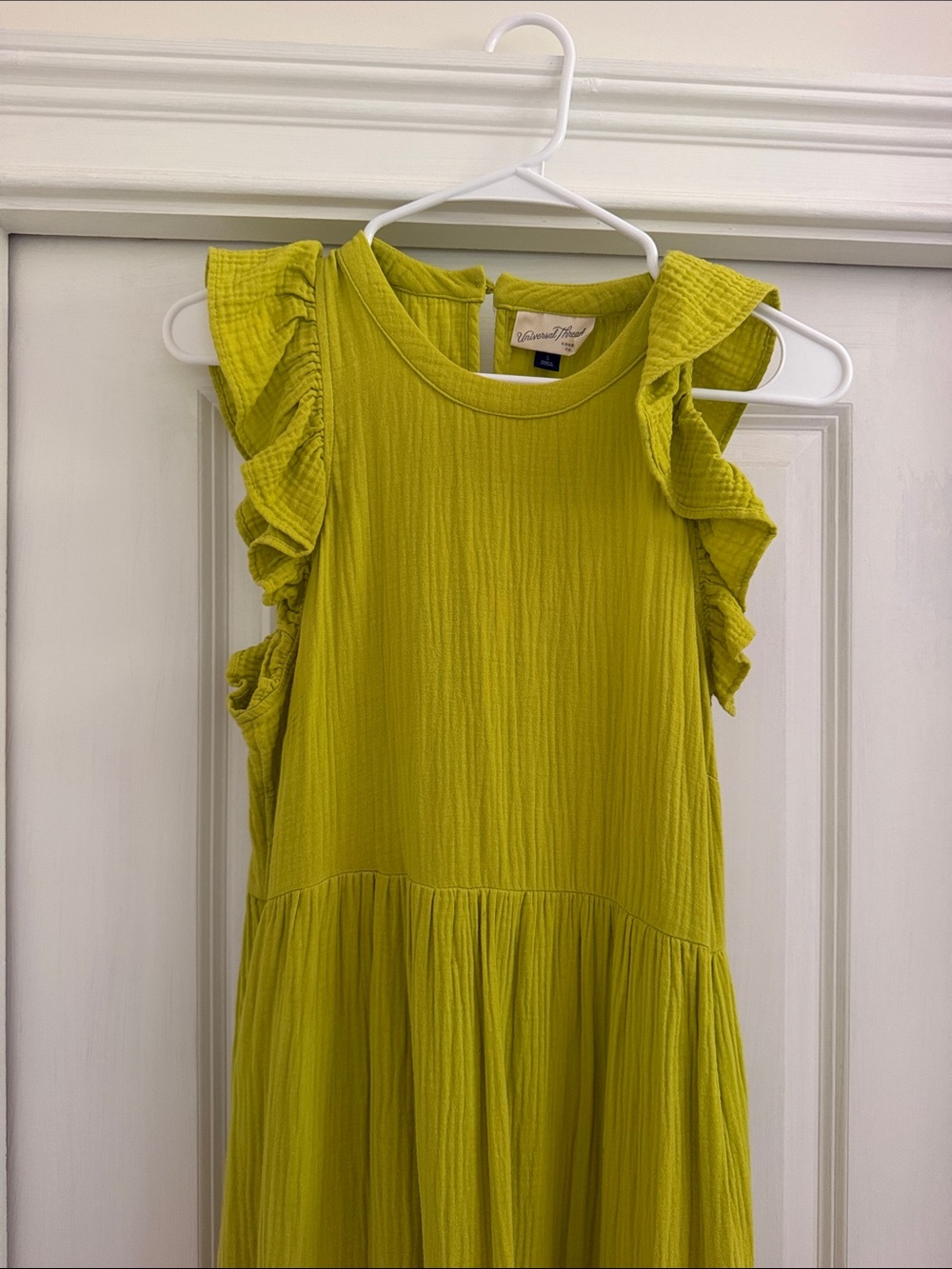 Universal Threads Lime Green Ruffle Sleeve Tiered Dress